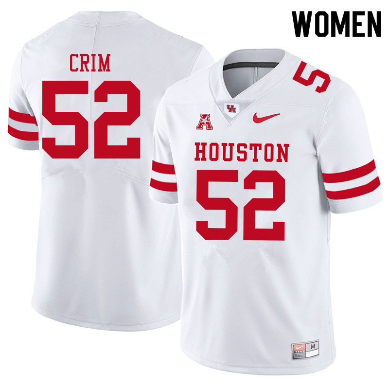 Women #52 Almarion Crim Houston Cougars College Football Jerseys Sale-White